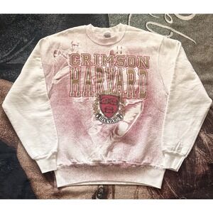 Rare Vintage 90s Harvard University Football Sweatshirt L AOP Fruit of the Loom